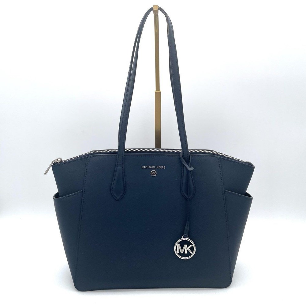 Michael Kors Marilyn Tote Bag Women Medium Navy Blue Leather Fair 30S2S6AT2L
